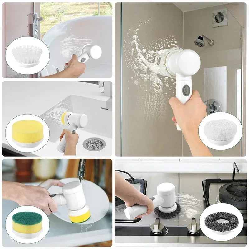 Xiaomi 5 in 1 Powerful Electric Cleaning Brush Spin Scrubber Brush Deep Cleaning with 5 Replaceable Heads For Bathroom Kitchen