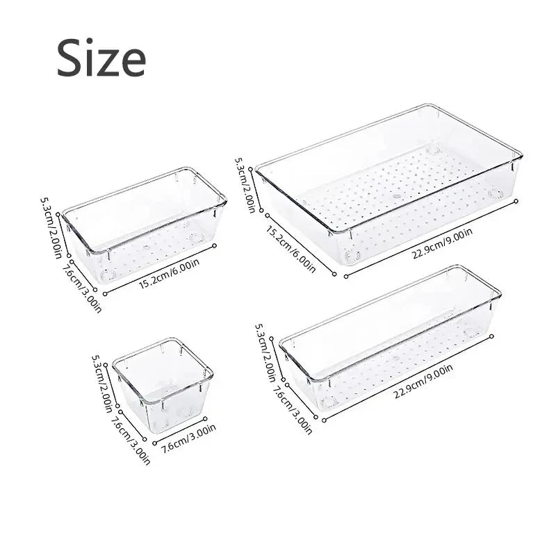 25Pcs Drawer Organizers Set Clear Plastic Desk Divider Bins Bedroom Dresser Office Storage Box for Makeup Jewelries Kitchen