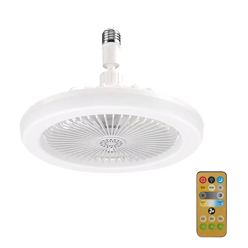 Ventilador de teto giratório 3 em 1 com lâmpada de iluminação de controle remoto E27